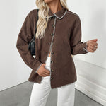 Load image into Gallery viewer, Contrast Notch Shirt Relaxed Mid Weight Brown N5Z472
