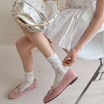 Load image into Gallery viewer, Sweet Floral Lace Trim Mid-Calf Socks Women Cotton N6H027