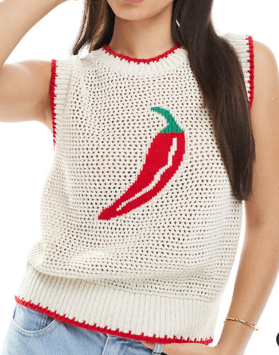 Chili Knit Vest Sleeveless Pullover Lightweight N5Z292