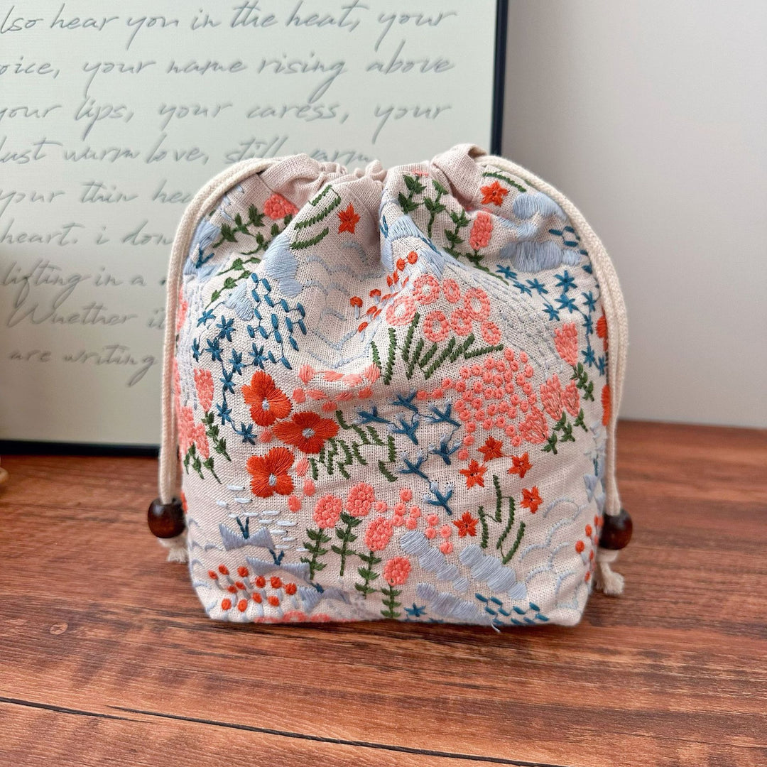 Handmade Cotton Linen Drawstring Cosmetic Pouch N6F174