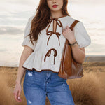 Load image into Gallery viewer, BowPuff Cotton Shirt Lightweight Apricot N5A033
