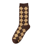 Load image into Gallery viewer, Diamond Pattern Double Knit Cotton Stackable Socks M5A031