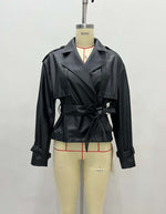 Load image into Gallery viewer, PU Leather Belted Short Jacket Street Style Slim Fit N6G179