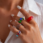 Load image into Gallery viewer, Dopamine Zircon Resin Ombré Geometric Ring Women N6H099