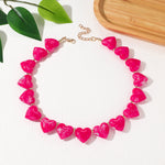 Load image into Gallery viewer, Statement Resin Heart Pendant Necklace Long Chain N6H101