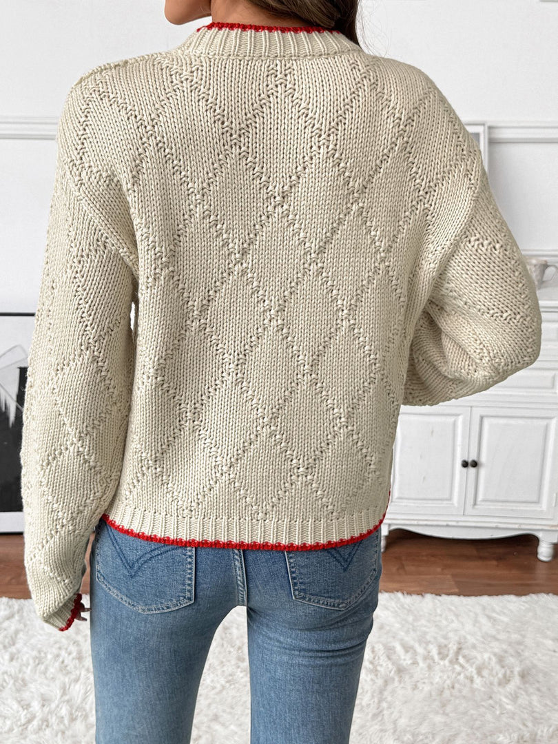Round Neck Fish Jacquard Knit Sweater Women N6H300