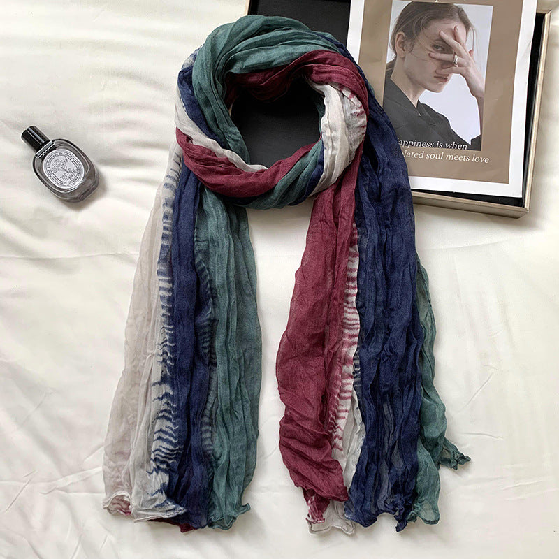 Pleated Gradient Scarf Women Sun Protection N6H247