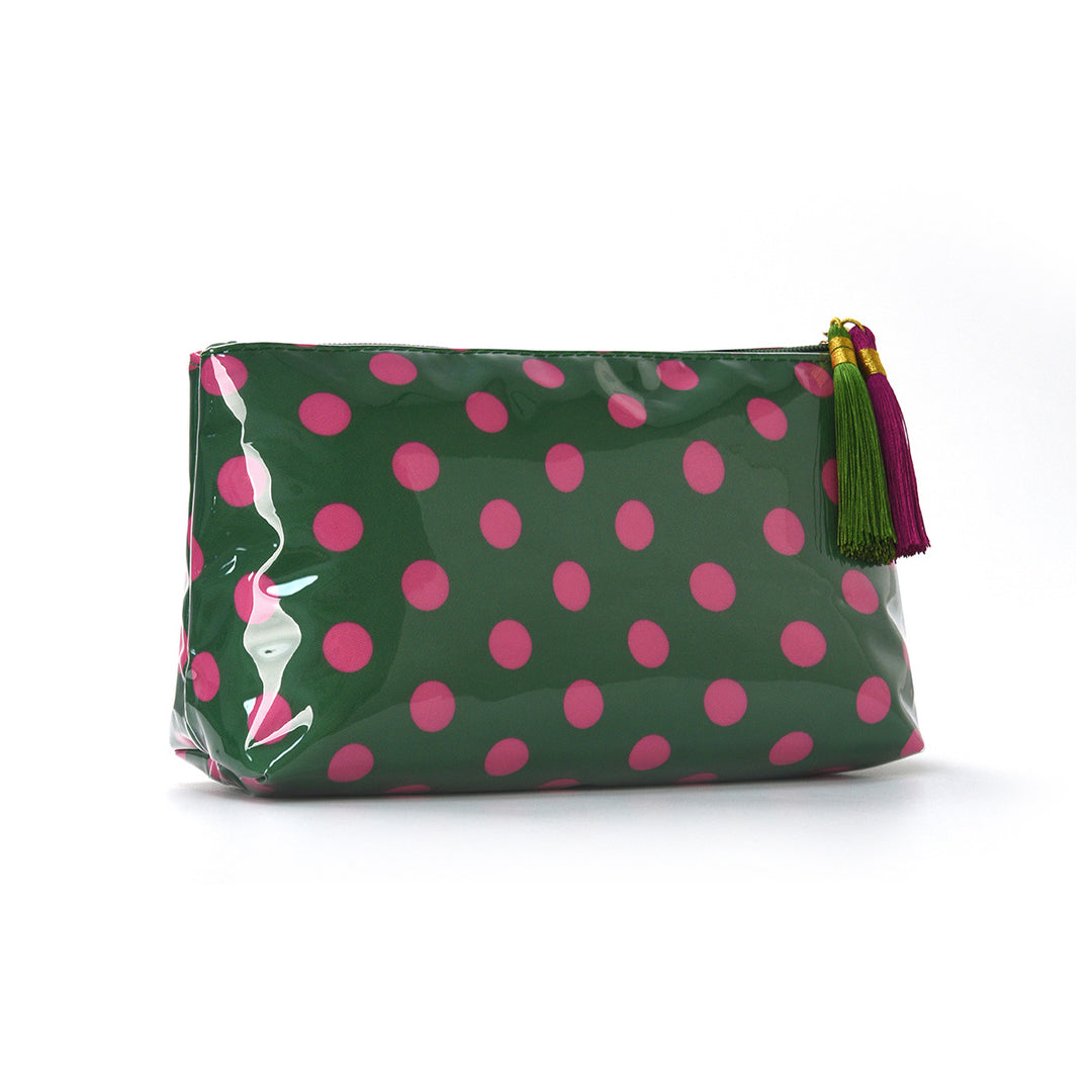Unisex Waterproof Color-Block Polka Dot PVC Cosmetic Bag N6J248
