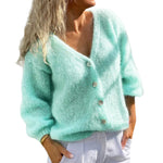 Load image into Gallery viewer, V Button Cardigan Lightweight Light blue 5Z823