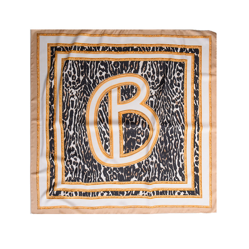 French Retro Leopard 90x90 Scarf Multi Color Women M5A347
