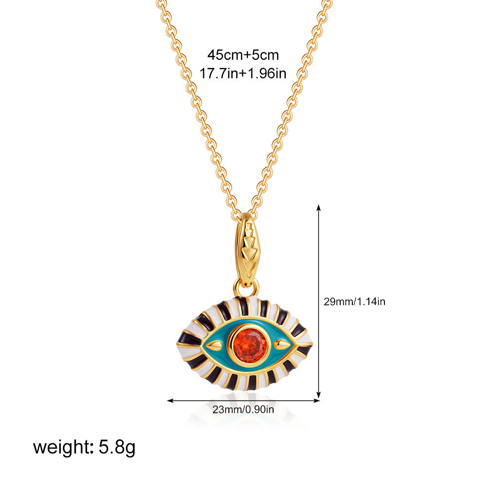Crystal Pendant Steel Gold Color Drip Enamel S5P239