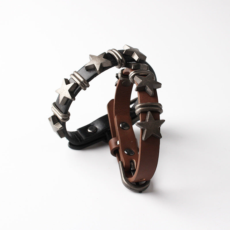 Punk Style Five-Point Star Alloy Bracelet S5P610