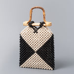 Load image into Gallery viewer, Color Block Wooden Bead Handwoven Tote Bag N6C308