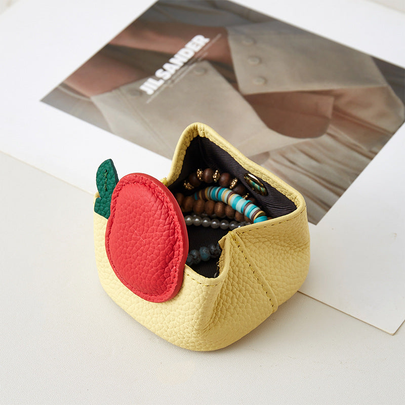 Top Grain Leather Apple Coin Purse Mini Organizer N6G089