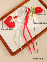 Load image into Gallery viewer, Heart Bow Strawberry Woven Rope Bag Charm Keychain  S5P939