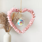 Load image into Gallery viewer, Natural Crushed Crystal Heart Sun Catcher Decor N6F291