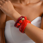Load image into Gallery viewer, Oversized Acrylic Ombré Beaded Bangle Set 3-Piece N6H077