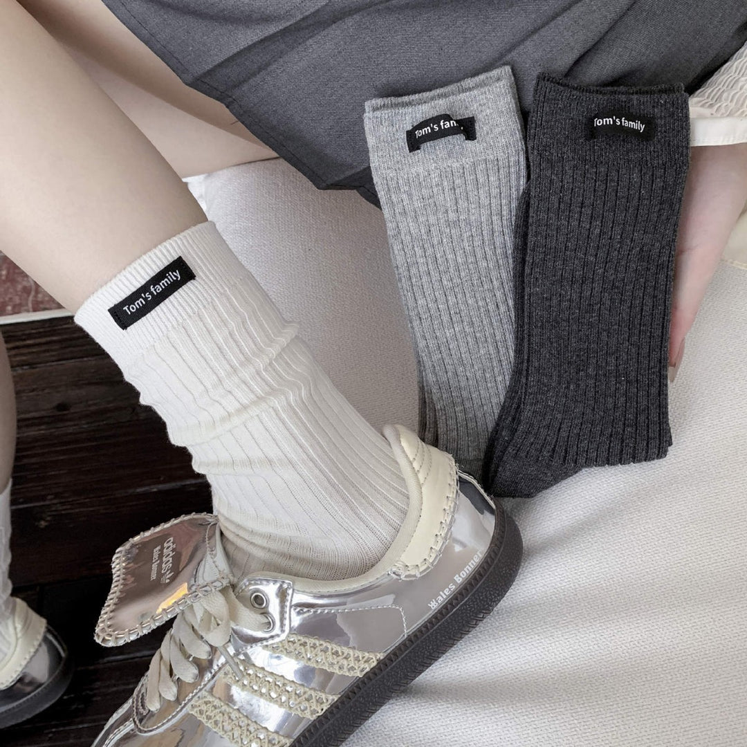 Cotton Tab Detail Mid Calf Socks  M5A043