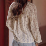 Load image into Gallery viewer, BohoSheer Embroidered Blouse Lightweight Beige N5A150
