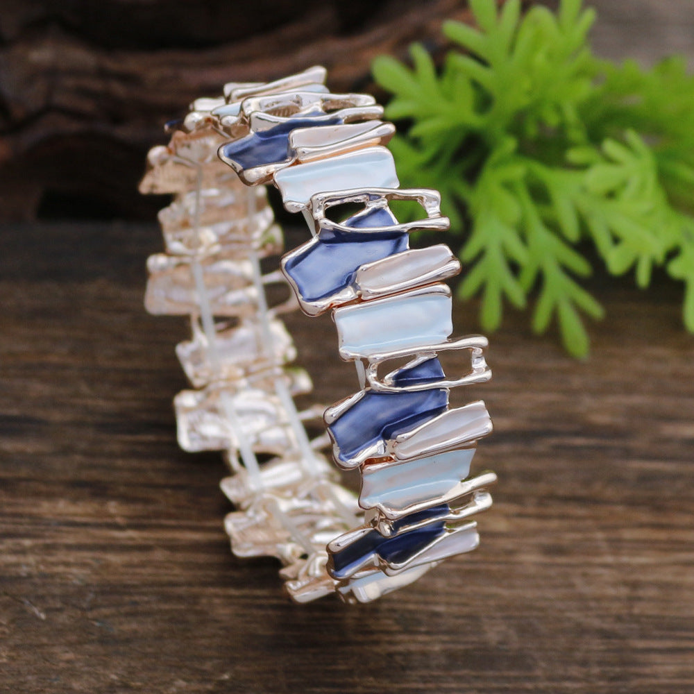 Color Drip Hand-Painted Geometric Stretch Bangle N6C213