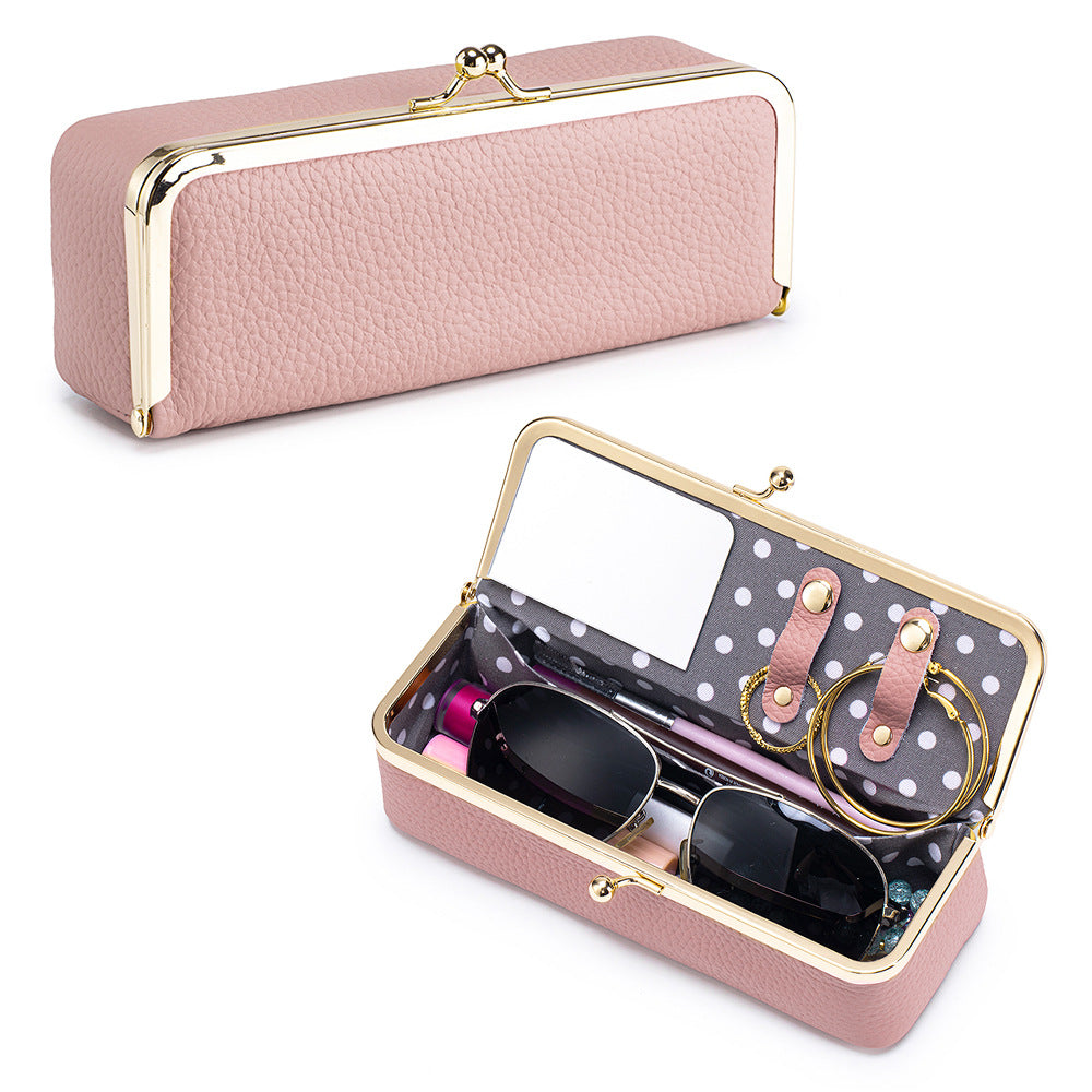 Genuine Leather Sunglasses Case Cosmetic Jewelry N6G098