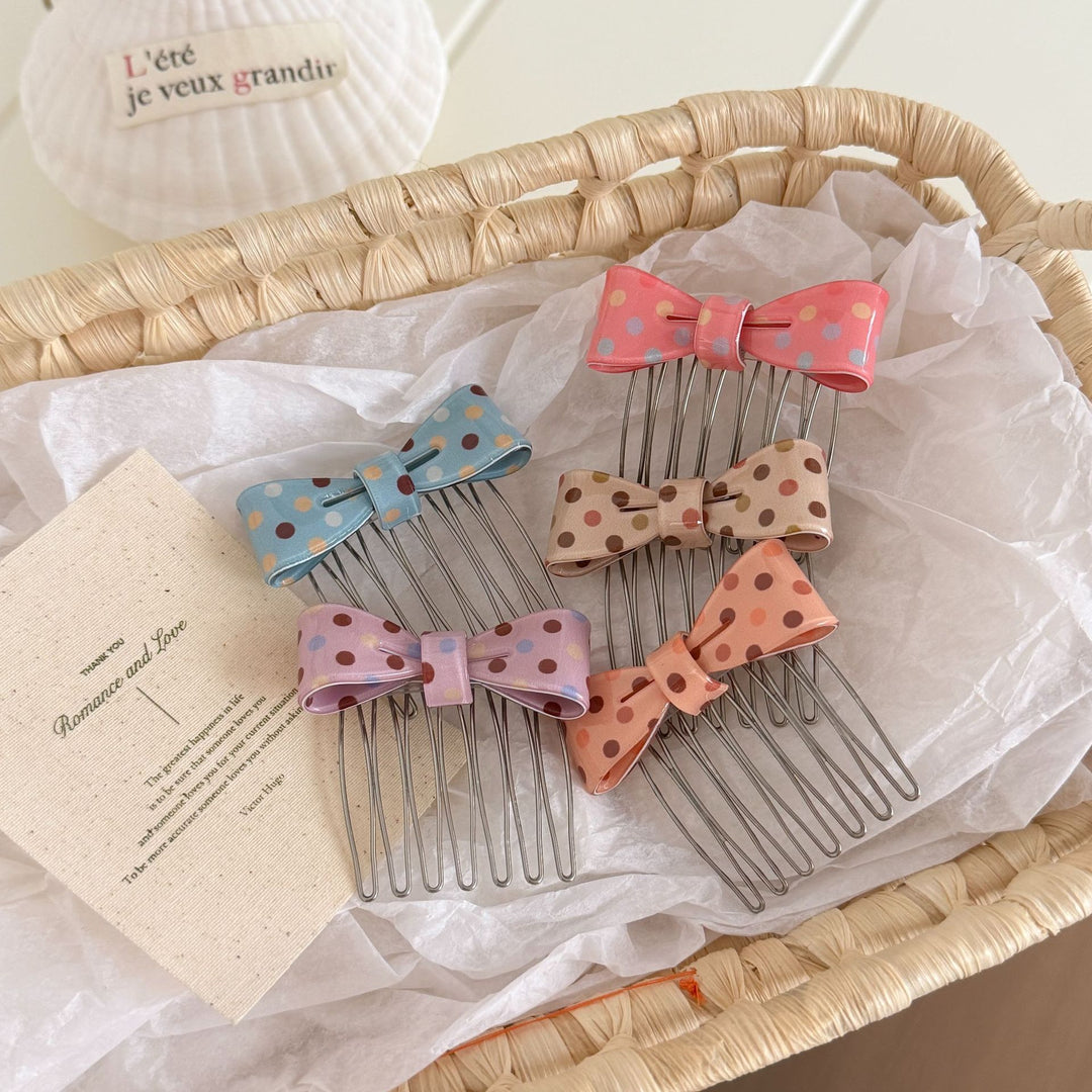 Polka Dot Bow Hair Comb Non Slip Bangs Styling Tool N6F071