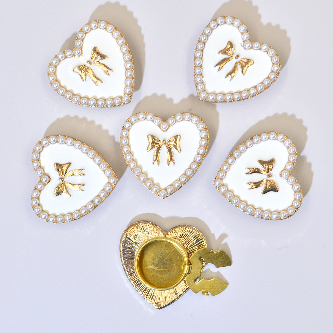 Heart Cuff Cover Brooch Rhinestone Shirt Button CharmN6G126