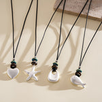 Load image into Gallery viewer, Leather Cord Ceramic Pendant Choker Cold Minimal N6H142