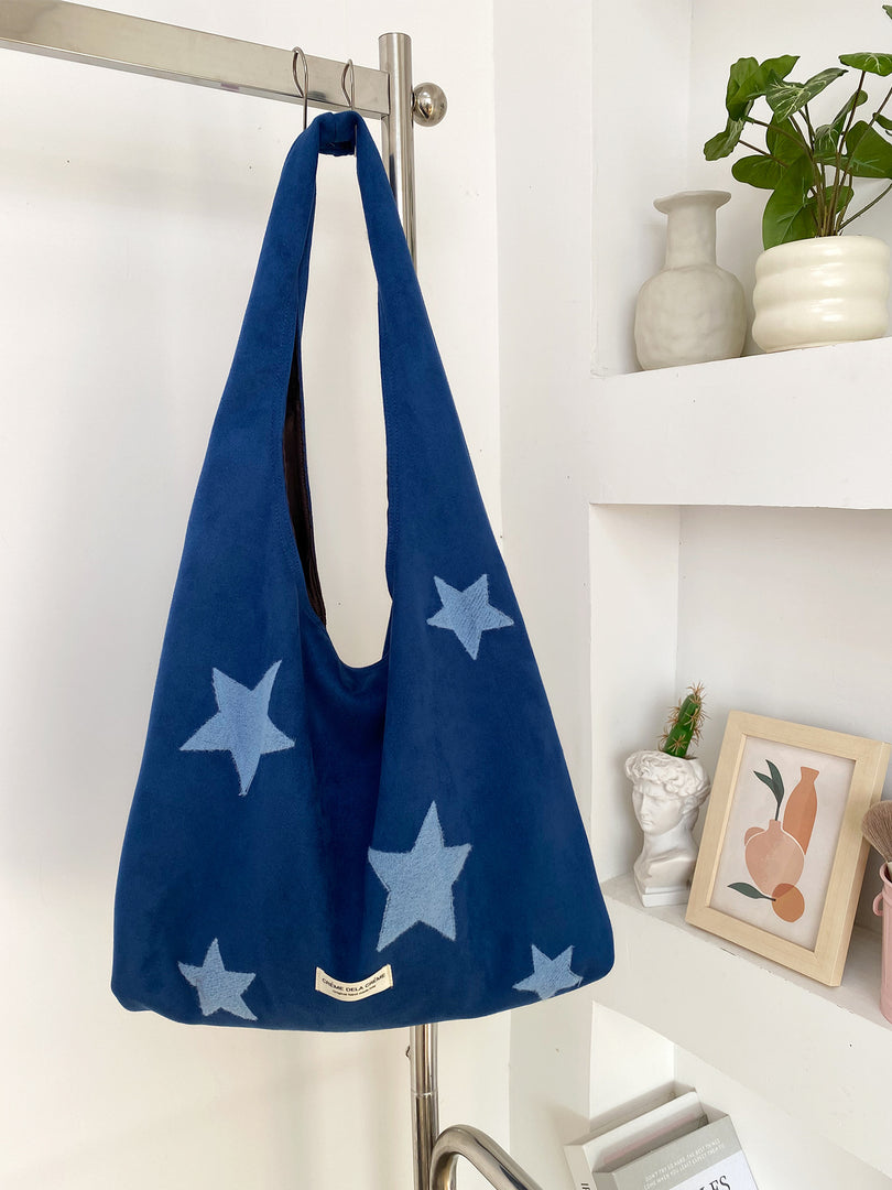 Women's Suede-Feel Star Embroidered Tote Bag N6J182