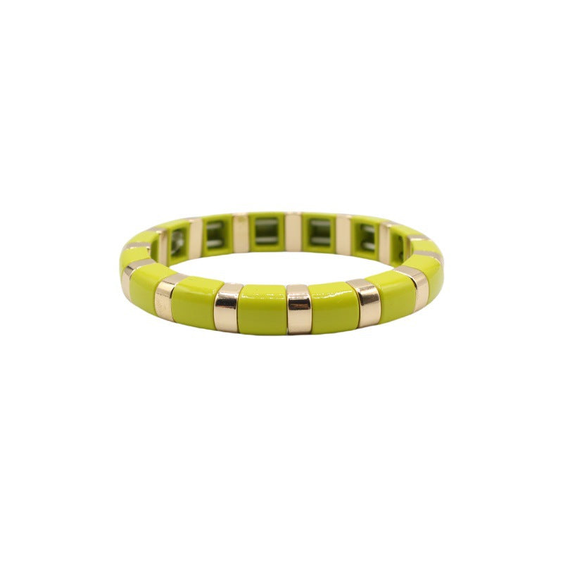 Semi Circle Bead Bangle Alloy Vitreous Enamel S5P266