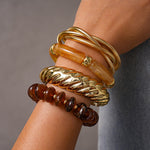 Load image into Gallery viewer, Vintage Metal Acrylic Beaded Bangle Set 4-Piece Women N6H075