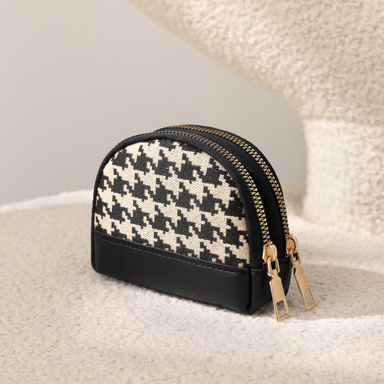 Fabric Coin Purse Double Zipper Short Wallet PU  N6G081