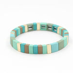 Load image into Gallery viewer, Frosted Enamel Bangle Mint Jade Geometric Alloy S5P037