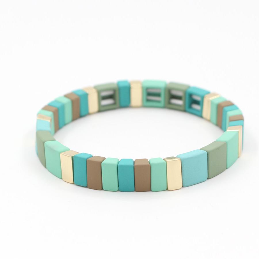 Frosted Enamel Bangle Mint Jade Geometric Alloy S5P037