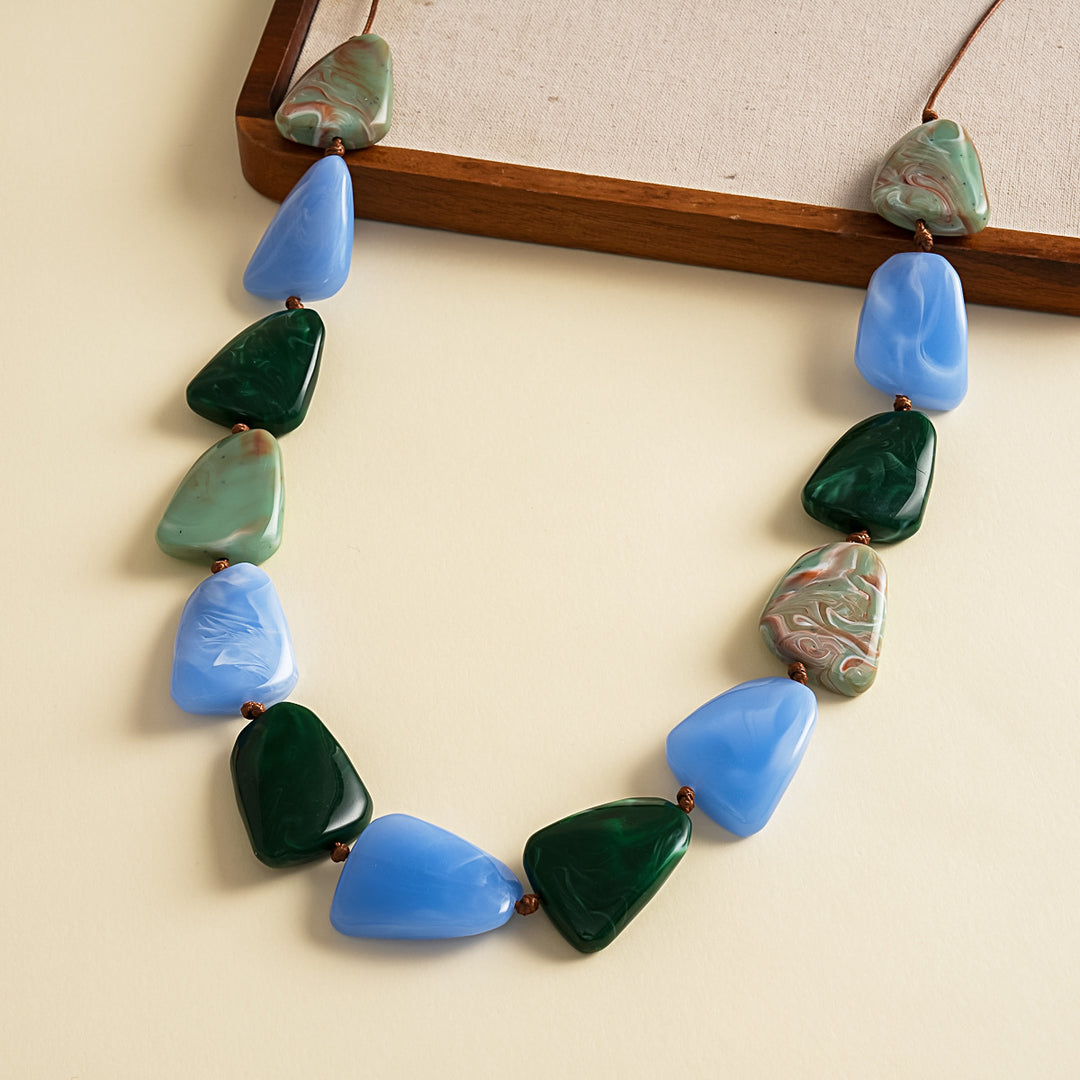 Womens Vintage Marbled Irregular Acrylic Necklace N6K184