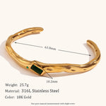 Load image into Gallery viewer, Rectangular Zirconia Bangle Steel Plated Open S5P127