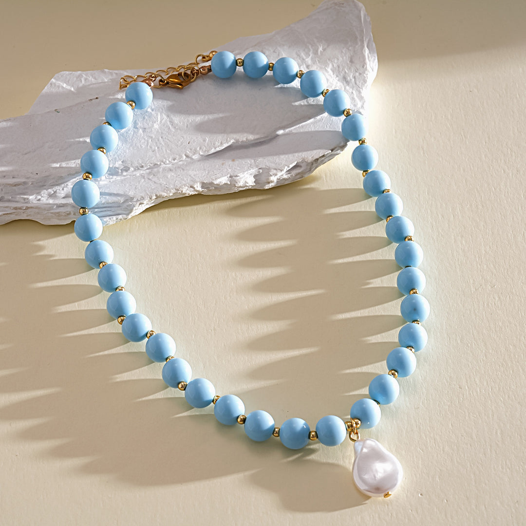Dopamine Pearl Acrylic Geometric Beaded Necklace N6H059