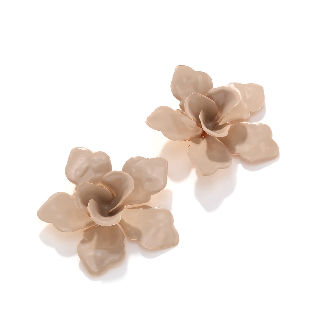 Metal Drop Fill Floral Studs Iron Enameled Statement S5P164
