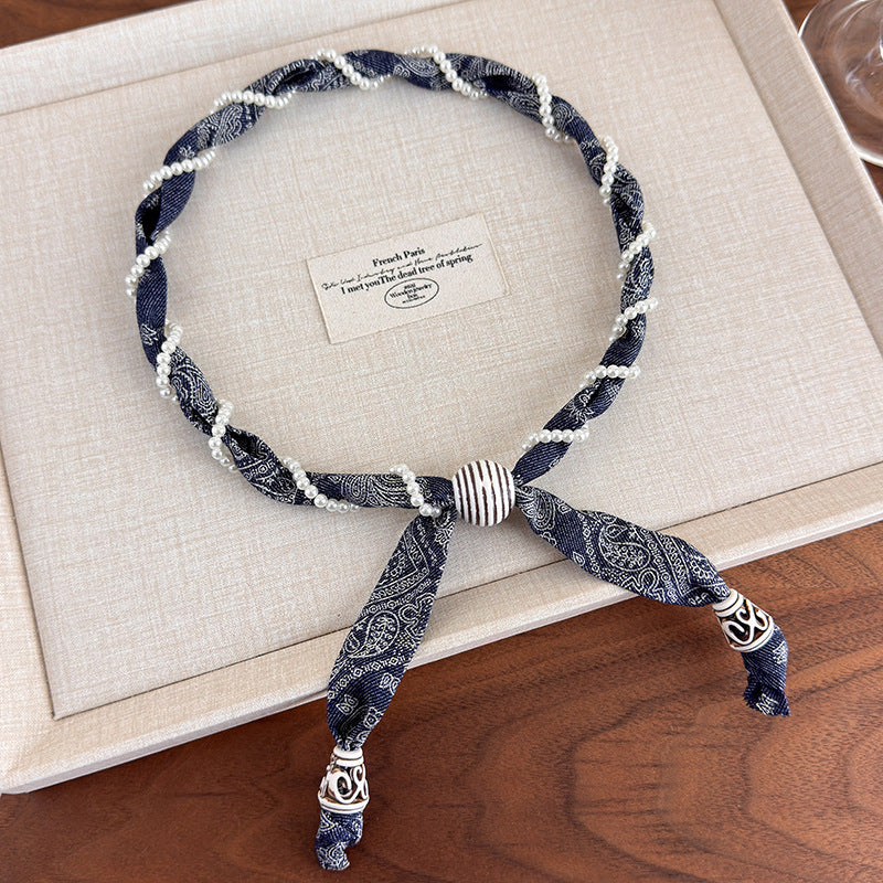 Womens Pearl Wrap Scarf Necklace N6K276