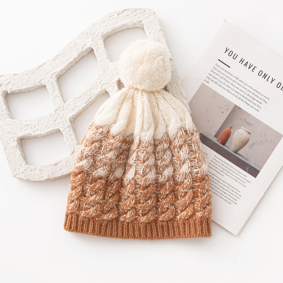 Cable Knit Pure Wool Beanie with Pom Pom M5A142