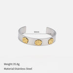 Load image into Gallery viewer, Floral Open Cuff Steel Silver-Plated Sculptural S5P086