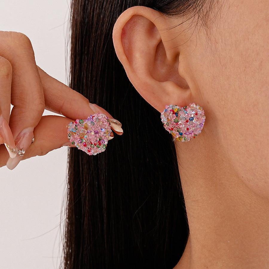 Resin Heart Studs Pastel Hypoallergenic S5P080