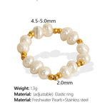 Load image into Gallery viewer, Pearl Ring Hand-Wrapped Flexible Band Gold Plated S5P028