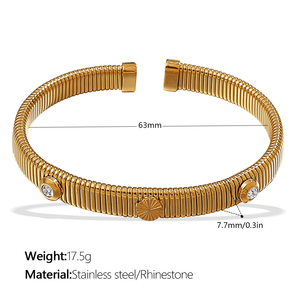 Four Leaf Clover Bangle Titanium Steel Plated Elastic S5P090