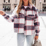 Load image into Gallery viewer, Check Wool-Like Coat Cropped Heavyweight N5Z312
