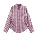 Load image into Gallery viewer, Bow Tie Detail Gingham Shirt Women N6C112