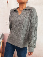 Load image into Gallery viewer, Cable Notch Sweater Mid Weight Options N5Z907
