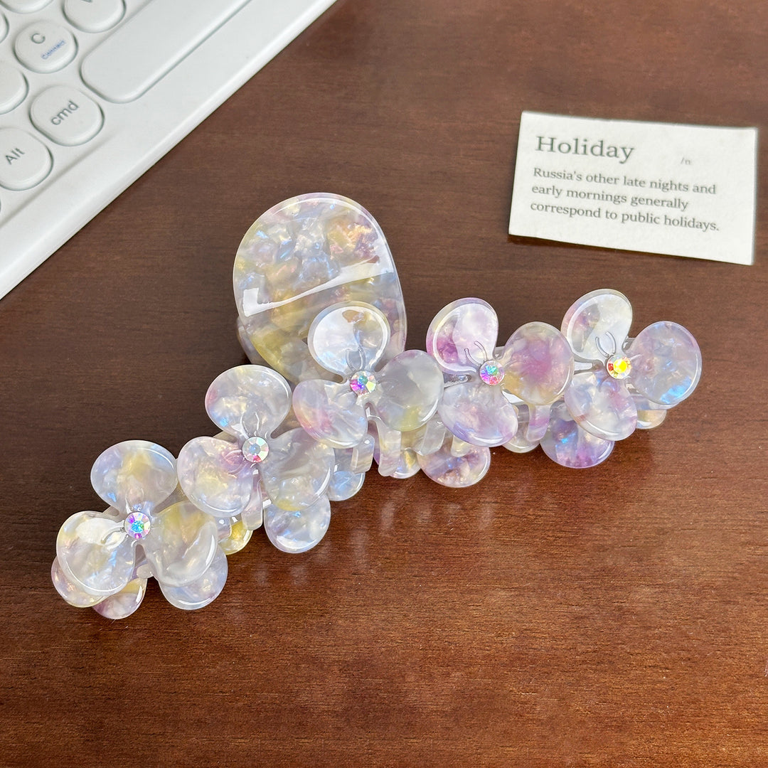Heavy Rhinestone Flower Acetate Hair Claw Clip N6C349