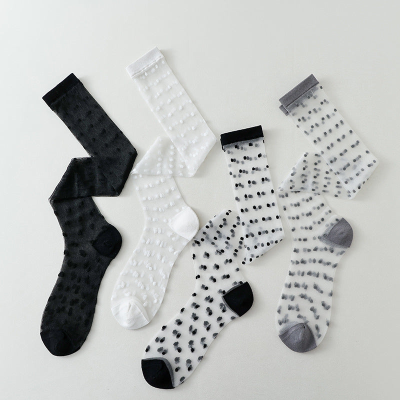 Calf Socks Women Summer Mesh Breathable School Style M5A293