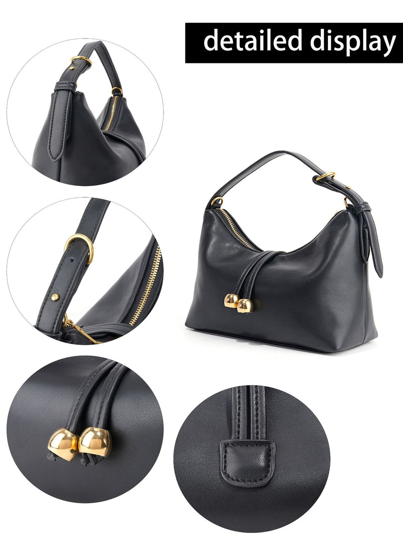 Metallic Hobo Shoulder Bag Women Black N6C034